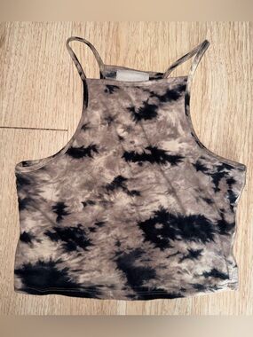 Tie-Dye Cropped High-Neck Tank Top